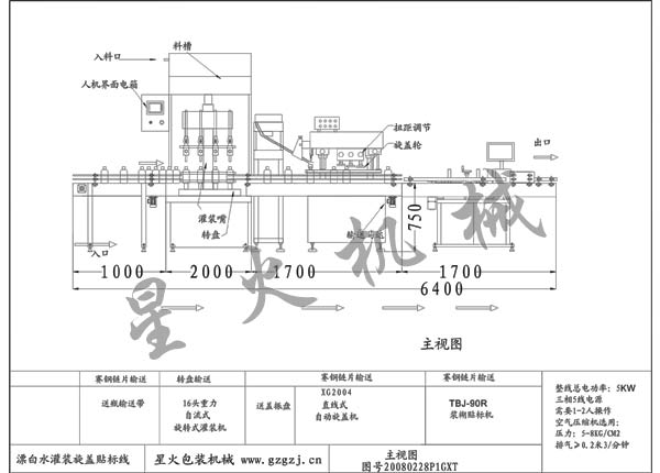 外国客户漂白水灌装旋盖贴标线